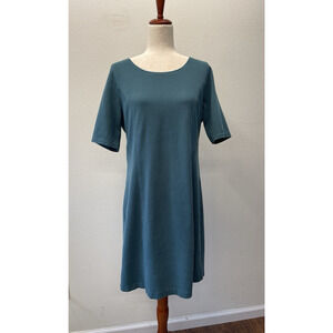 Garnet Hill Midi Ponte Knit Dress Women's Size 14 Green Office Career Capsule